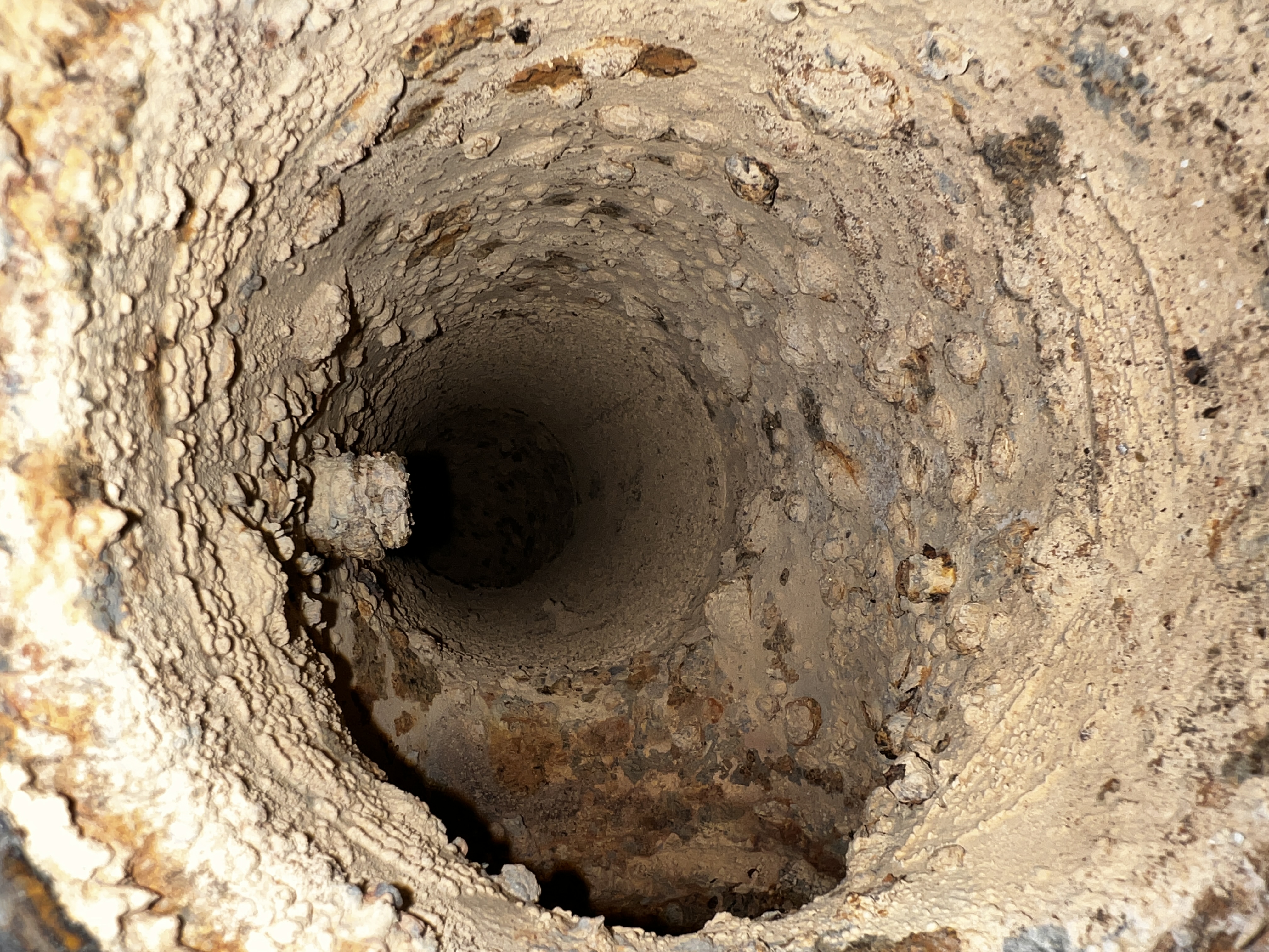 Picture inside of old pipe.